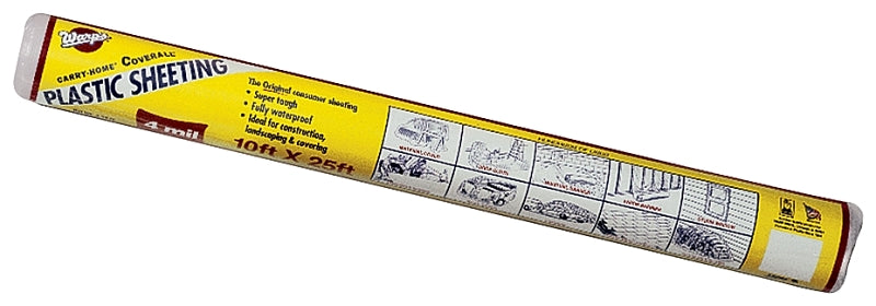 Warp's 12-4CH10 Polyethylene Sheeting, 25 ft L, 10 ft W, Clear, Pack o ...