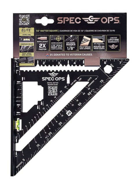 Spec Ops SPEC-SQ-RAF7-E Rafter Square with Vial, 1/16 in Graduation