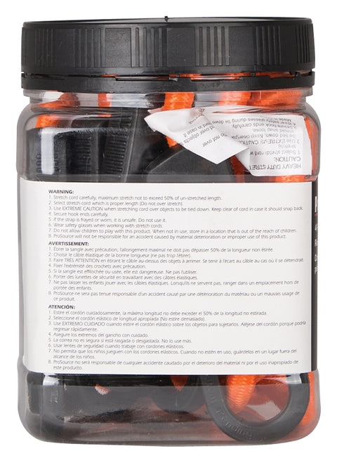ProSource FH4034 Stretch Cord, 9 mm Dia, 48 in L, Polypropylene, Orange, Hook End, Pack of 12