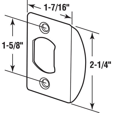 Defender Security E 2233 Strike Plate, 2-1/4 in L, 1-7/16 in W, Steel, Antique Brass
