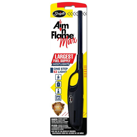 Scripto Aim 'n Flame MAX Series BGM19-1/12CD Utility Lighter, Assorted, Pack of 12