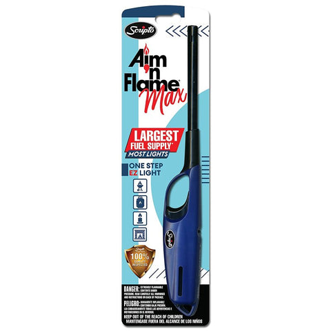 Scripto Aim 'n Flame MAX Series BGM19-1/12CD Utility Lighter, Assorted, Pack of 12