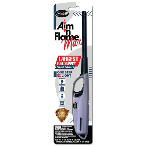 Scripto Aim 'n Flame MAX Series BGM19-1/12CD Utility Lighter, Assorted, Pack of 12