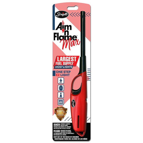 Scripto Aim 'n Flame MAX Series BGM19-1/12CD Utility Lighter, Assorted, Pack of 12