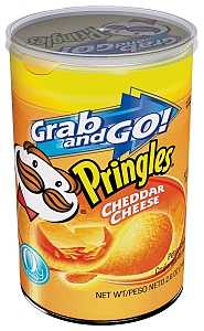 Pringles 84561 Potato Chips, Cheddar, Cheese Flavor, 2.5 oz Can, Pack of 12