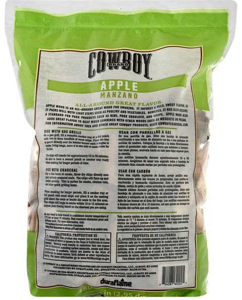 Cowboy 51312T Smoking Chip, Apple, 12 in L, Wood, 180 cu-in, Pack of 6