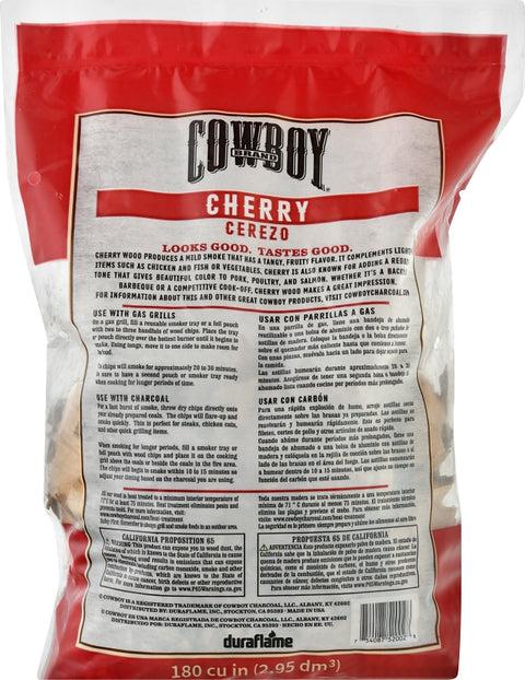 Cowboy 51412T Smoking Chip, Cherry, 12 in L, Wood, 180 cu-in, Pack of 6
