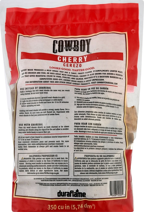 Cowboy 52430 Smoking Chunk, Cherry, Wood, 350 cu-in, Pack of 6