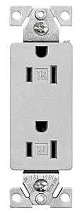 Eaton Wiring Devices TR1107SG-SP-L Duplex Receptacle, PVC, Silver Granite, 2-Pole, 15 A, 125 V, Push-in, Side Wiring, Pack of 10