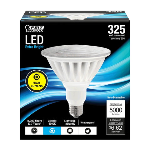 Feit Electric PAR38/5000/5K/LED LED Bulb, Flood/Spotlight, PAR38 Lamp, 325 W Equivalent, E26 Medium Lamp Base, Daylight