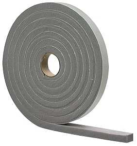 M-D 02279 Foam Tape, 1/2 in W, 17 ft L, 1/4 in Thick, PVC, Gray, 12 PK
