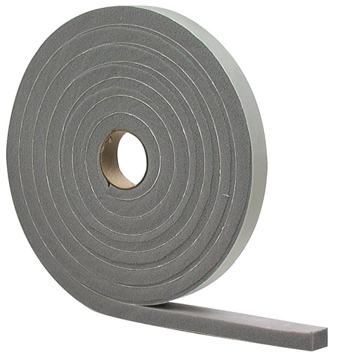 M-D 02279 Foam Tape, 1/2 in W, 17 ft L, 1/4 in Thick, PVC, Gray, 12 PK