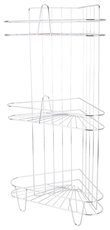 Simple Spaces SS-SC3-29-CH-3L Shower Caddy, 3-Shelf, 11-5/8 in OAW, 23-1/4 in OAH, 8-1/4 in OAD, 10 lb