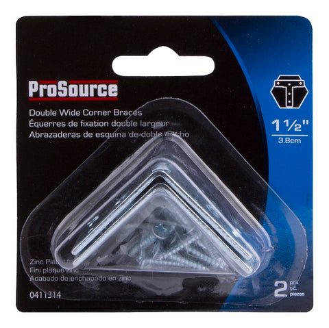 ProSource BH-604PS Corner Brace, 1-1/2 in L, 1-1/2 in W, 1-1/2 in H, Steel, Zinc-Plated, 2 mm Thick Material