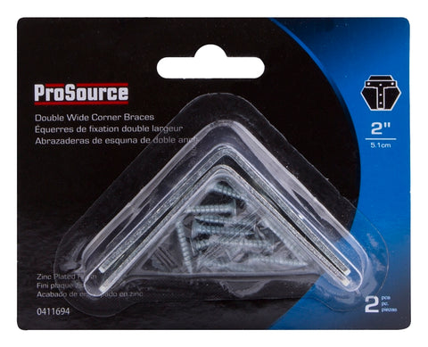 ProSource BH-605PS Corner Brace, 2 in L, 2 in W, 2 in H, Steel, Zinc-Plated, 2 mm Thick Material
