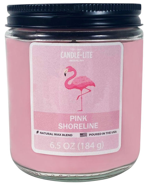 Candle-Lite 46031271 Jar Candle, 6.5 oz Candle, Pink Shoreline Fragrance, Pack of 6