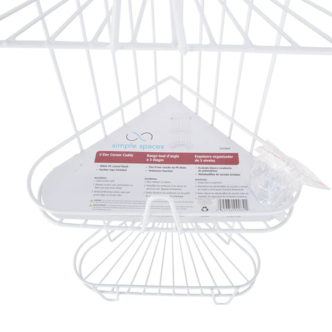 Simple Spaces SS-SC3-29-PE-3L Shower Caddy, 3-Shelf, 11-5/8 in OAW, 23-1/4 in OAH, 8-1/4 in OAD, 10 lb
