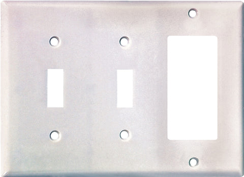 Eaton Wiring Devices 2173W-BOX Combination Wallplate, 4-1/2 in L, 6-3/8 in W, Standard, 3-Gang, Thermoset, White, Flush