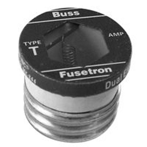 Bussmann T Series BP/T-10 Plug Fuse, 10 A, 125 V, 10 kA Interrupt, Plastic Body, T, Heavy-Duty, Time Delay Fuse