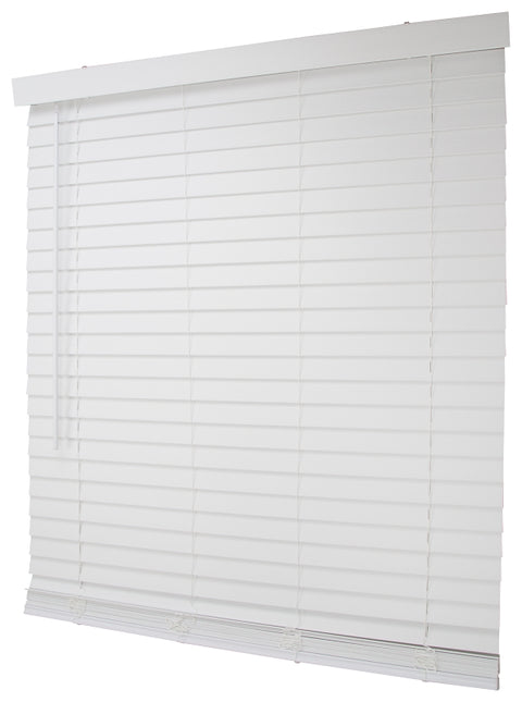 Simple Spaces FWMB-20 Blind, 64 in L, 47 in W, Faux Wood, White, 2 in Slat Width, Pack of 2