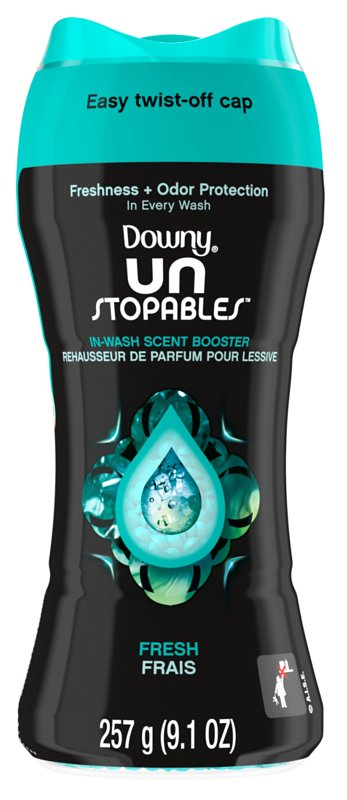 Downy Unstopables 80730051 In-Wash Scent Booster Beads, 9.1 oz Bottle, Solid, Fresh, Blue/Green, Pack of 4
