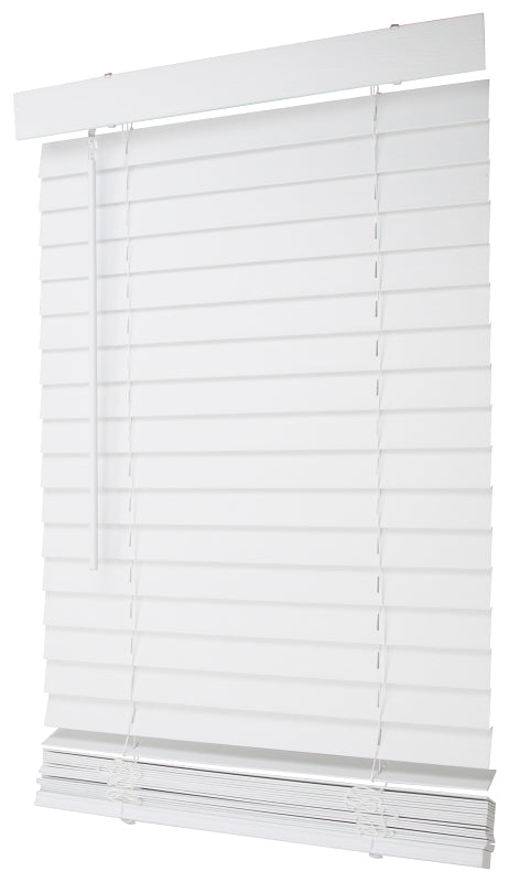 Simple Spaces FWMB-25 Blind, 72 in L, 23 in W, Faux Wood, White, Pack of 2