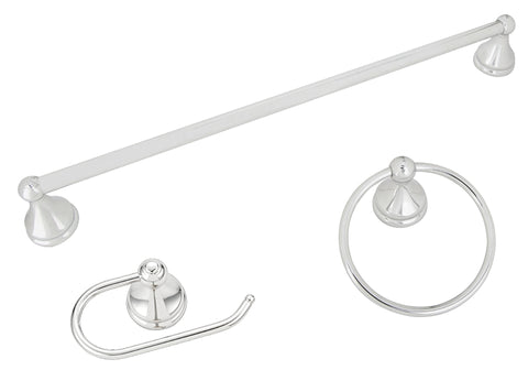 Boston Harbor 5003C Bath Hardware Set, Steel/Stainless Steel/Zinc, Chrome, 3-Piece, For: Bathroom