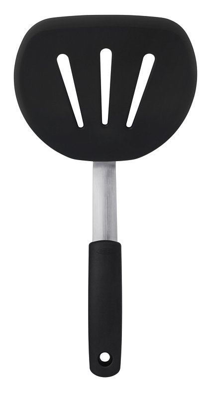 Good Grips 1071533 Pancake Turner, 6 in W Blade, 12 in OAL, Silicone Blade, Black/Silver