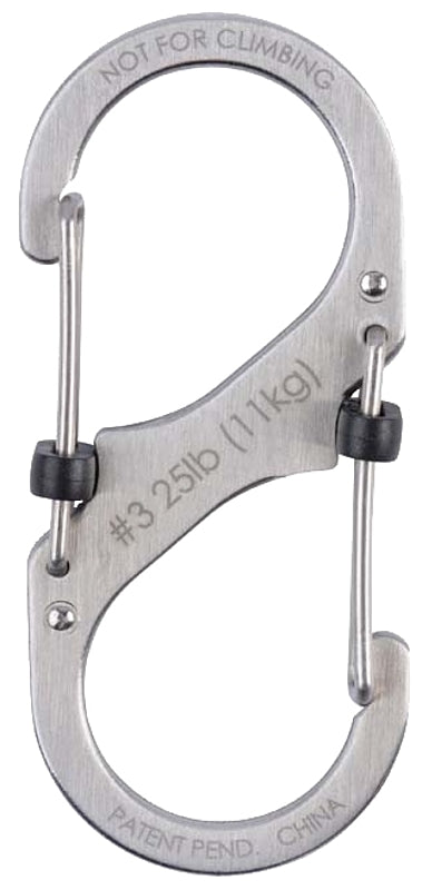 Nite Ize S-Biner SlideLock Series LSB3-11-R6 Double-Gated Key Carabiner, 2.7 in OAL, #3 Dia Ring, Stainless Steel