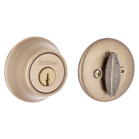 Kwikset 660 5RCLRCSK3BX Deadbolt, Alike Key, Steel, Antique Brass, 2-3/8, 2-3/4 in Backset, K3 Keyway, Pack of 3