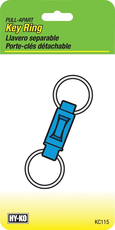Hy-Ko KC115 Key Ring, 5-1/2 in L x 2-3/4 in W x 1/4 in H Dimensions, Pack of 5