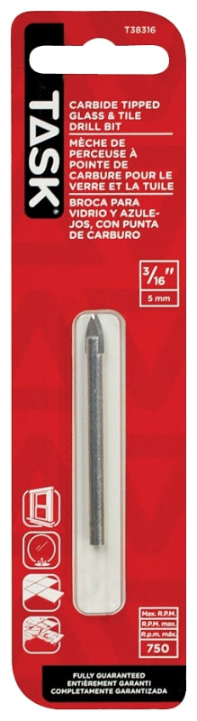 TASK T38316 Drill Bit, 3/16 in Dia, 2-1/4 in OAL