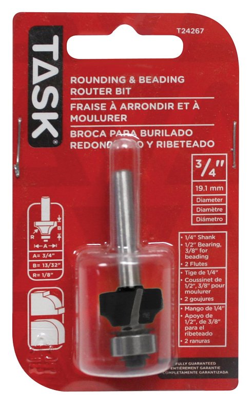 Shell 84096b Router Task T24267 Series Router Bit, 1/2 in Dia, 3/4 in Dia Cutter, 1/4 in D ...