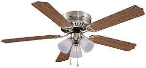 Boston Harbor CF-78049L Ceiling Fan Light Kit, 5-Blade, Antique Brass Housing, 52 in Sweep, MDF Blade, 3-Speed