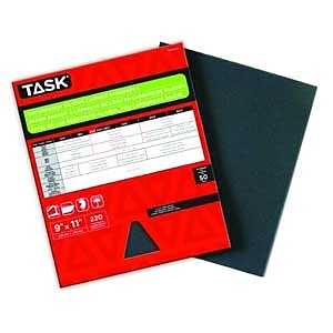 TASK WDO4320 Sandpaper, 11 in L, 9 in W, Extra Fine, 320 Grit, Silicon Carbide Abrasive, Pack of 50