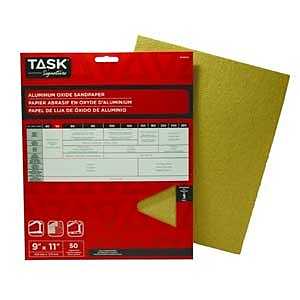 TASK Signature SAO16180 Sandpaper, 11 in L, 9 in W, Very Fine, 180 Grit, Aluminum Oxide Abrasive, Paper Backing, Pack of 50