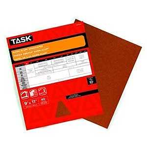 TASK Garn-Alum GAO14060 Sandpaper, 11 in L, 9 in W, Medium, 60 Grit, Aluminum Oxide Abrasive, Kraft Paper Backing, Pack of 50