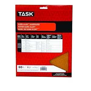TASK Garn-Alum PG14060 Sandpaper, 11 in L, 9 in W, Medium, 60 Grit, Aluminum Oxide Abrasive, Kraft Paper Backing