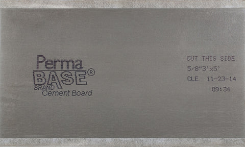 PermaBase CB36580500 Backer Board, 5 ft L, 3 ft W, 5/8 in Thick, Cement/Polystyrene, Gray