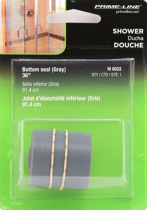Prime-Line M 6022 Bottom Sweep, 1-1/2 in W, 1/16 in H, Gray, For: Most Older Style Drip Rail Systems, Shower Doors