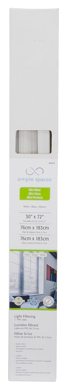 Simple Spaces PVCMB-17A Blind, 72 in L, 30 in W, Vinyl, White