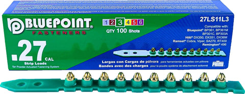 Blue Point Fasteners 27LS11L3P Powder Load, 0.27 Caliber, Power Level: 3, Green Code, 6.8 mm Dia, 11 mm L, Pack of 10