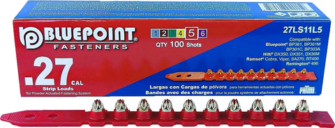 Blue Point Fasteners 27LS11L5 Low Velocity Load, 0.27 Caliber, Power Level: #5, Red Code, 6.8 mm Dia, 11 mm L, Pack of 10
