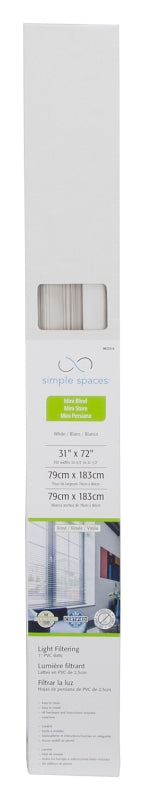 Simple Spaces PVCMB-18A Blind, 72 in L, 31 in W, Vinyl, White
