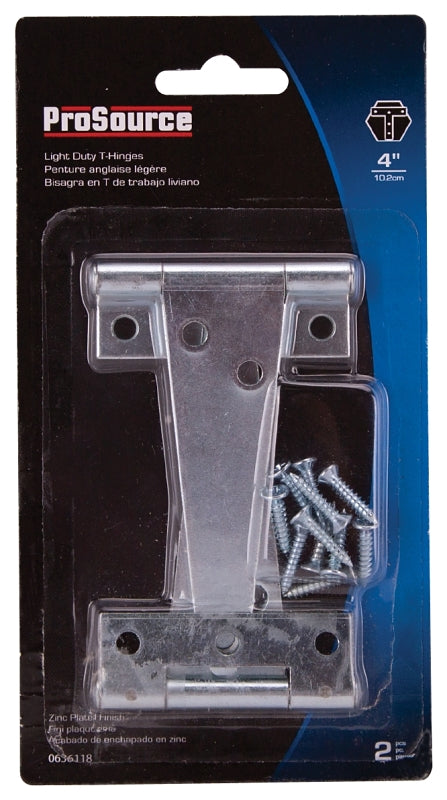 ProSource LTH-Z04-C2PS T-Hinge, Steel, Zinc, Fixed Pin, 180 deg Range of Motion, 26 (Pair) lb
