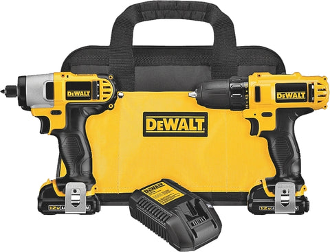 DEWALT DCK211S2 Series Combination Tool Kit, Includes: (2) 12 V Max Lithium-Ion Batteries, 1.5 Ah, 12 V, Lithium-Ion