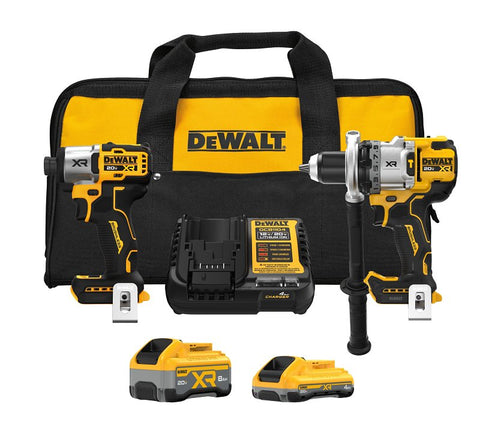 DEWALT 20V MAX XR DCK2101QQ1WW1 Hammer Drill and Impact Driver Combo Kit, Battery Included, 4, 8 Ah, 20 V, Lithium-Ion