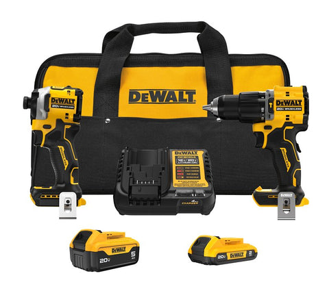 DEWALT DCK200D1P1 Cordless Combination Tool Kit, Battery Included, 2, 5 Ah, 20 V, Lithium-Ion