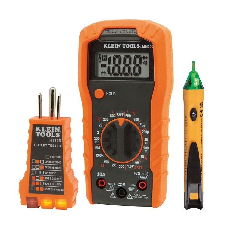 Klein Tools 69149P Electrical Test Kit, 10 A DC, 2 Mohm, 600 VAC/VDC ...