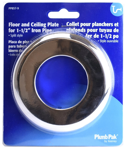 Plumb Pak PP857-9 Flange, 3 in Dia, Plastic, Chrome Plated, For: 1-1/2 in Iron Pipe